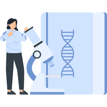 Girl working on scientific research  Illustration