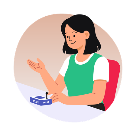 Girl working on Software Installation Assistance  Illustration
