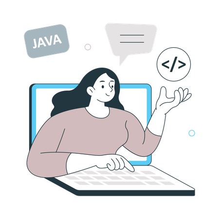 Girl working on Source Code  Illustration