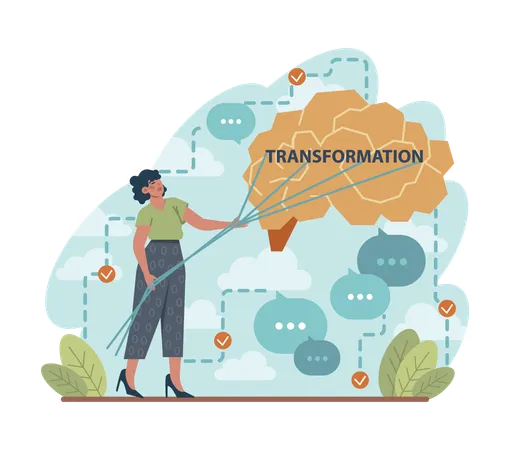 Transformation Concept Development Changing And Evolution Towards The Goal Or Destination Modification Process With Time Flat Vector Illustration Illustration