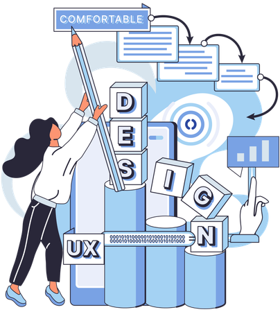 Girl working on ui design  Illustration