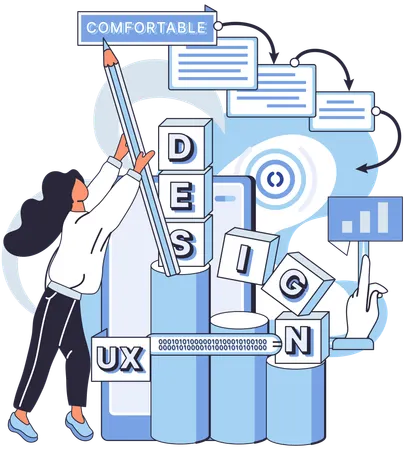 Girl working on ui design  Illustration