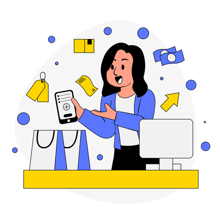 Girl working on Upselling  Illustration