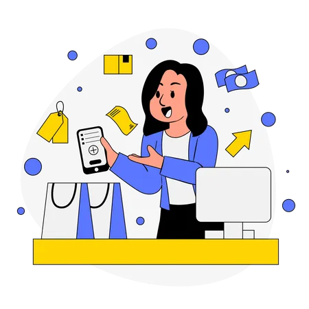 Girl working on Upselling  Illustration