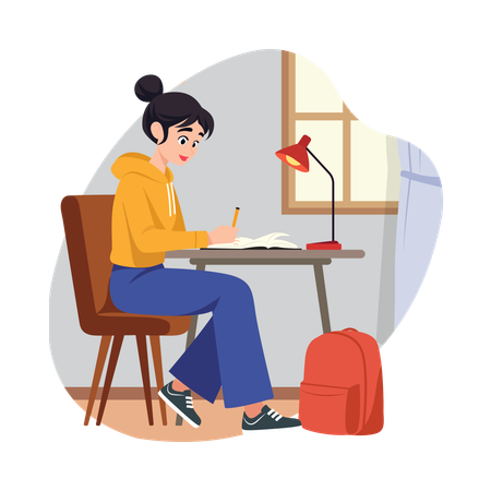Girl working on vacation  Illustration