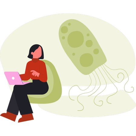 Girl working on virus germs  Illustration