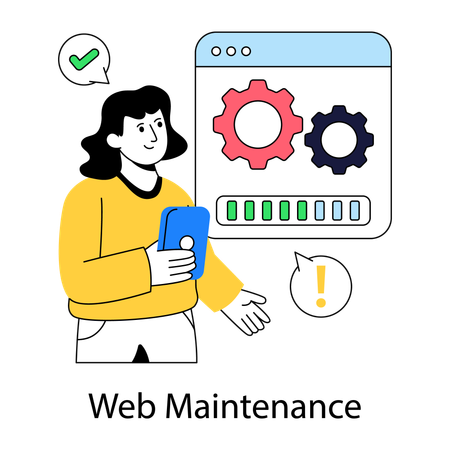 Girl working on web maintenance  Illustration