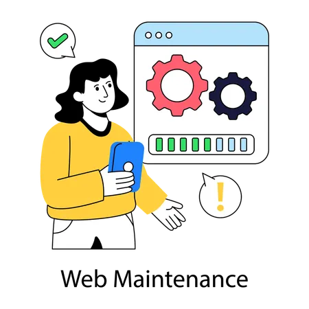 Girl working on web maintenance  Illustration