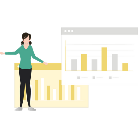 Girl working on web page graph  Illustration
