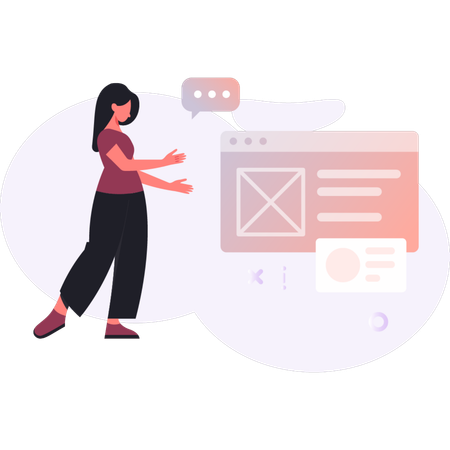 Girl  working on web UI design  Illustration