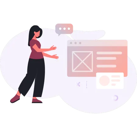 Girl  working on web UI design  Illustration