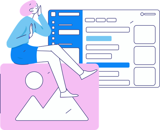 Girl working on web UI  Illustration