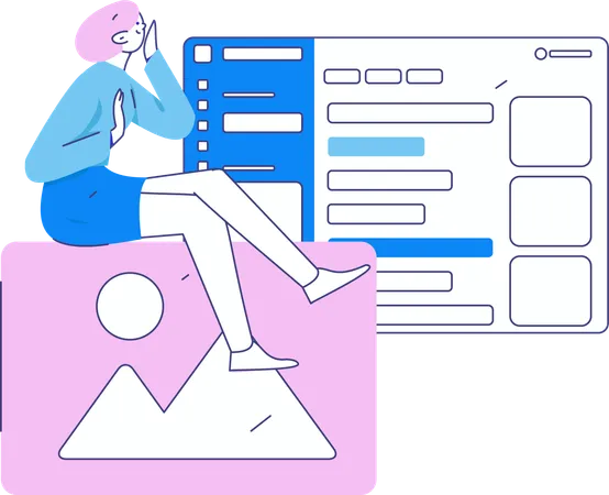 Girl working on web UI  Illustration