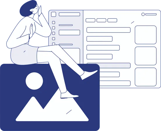 Girl working on web UI  Illustration