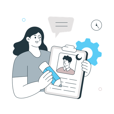 Girl working on Work Shift Management  Illustration