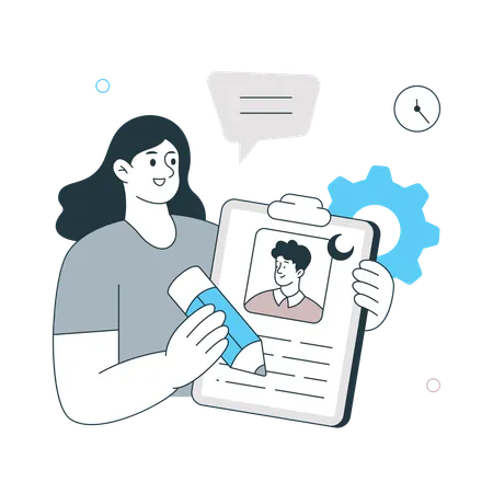 Girl working on Work Shift Management  Illustration