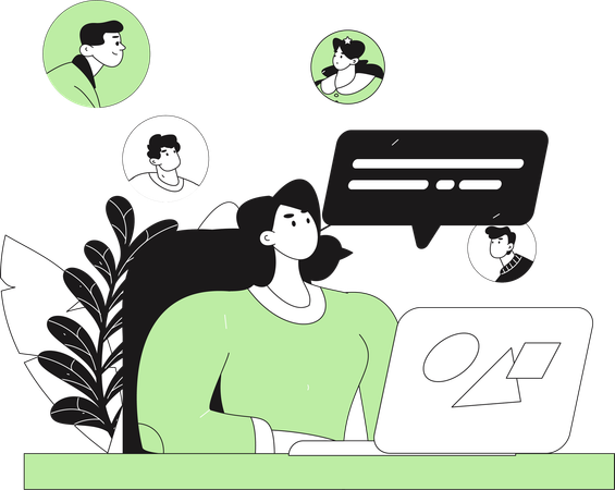 Girl working online  Illustration