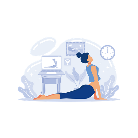 Girl working out at home  Illustration