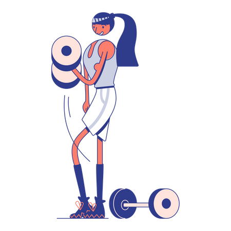 Girl working out at the gym Illustration