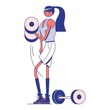 Girl working out at the gym  イラスト