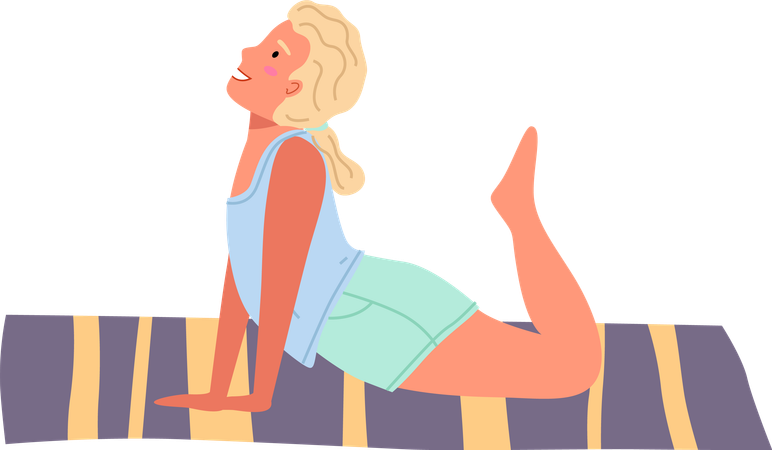 Girl working out doing exercise at home  Illustration