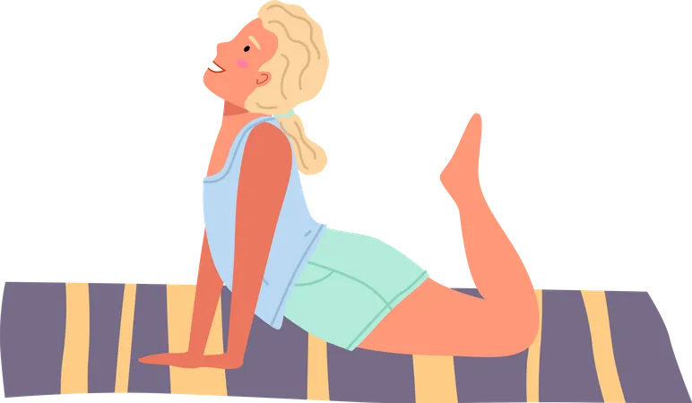 Girl working out doing exercise at home  Illustration