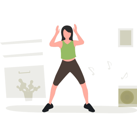 Girl Working Out On Yoga Matt Illustration