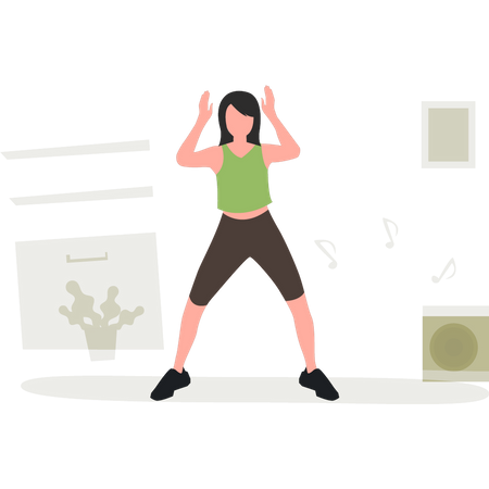 Girl Working Out On Yoga Matt  Illustration