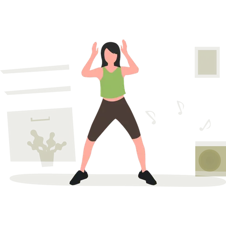 Girl Working Out On Yoga Matt  Illustration