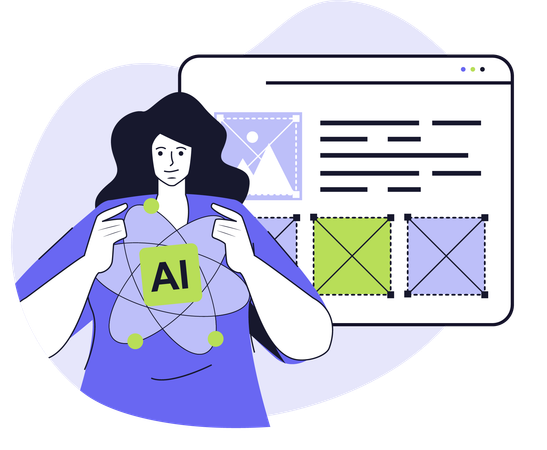 Girl working with ai technology  Illustration