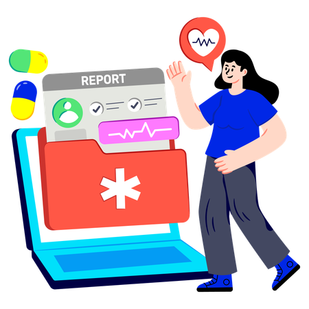 Girl working with Medical Folder  Illustration