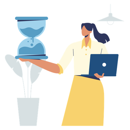 Girl working with Time Management  Illustration