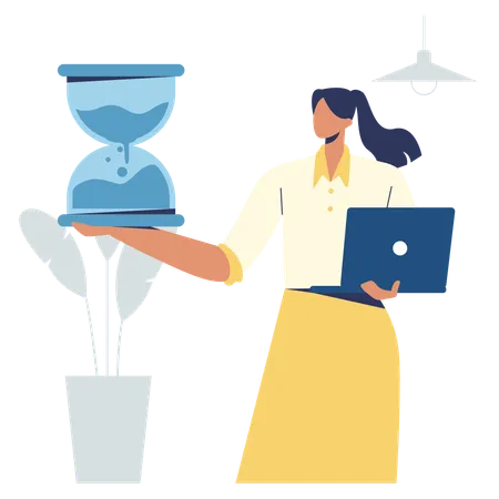 Girl working with Time Management  Illustration