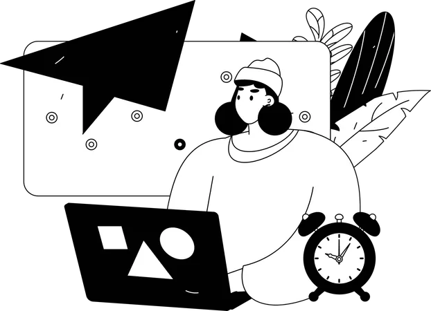Girl working with work schedule  Illustration