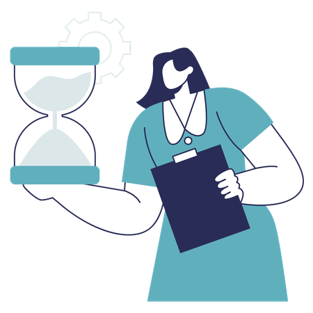 Girl working work in Period of Time  Illustration