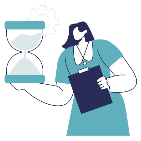 Girl working work in Period of Time  Illustration