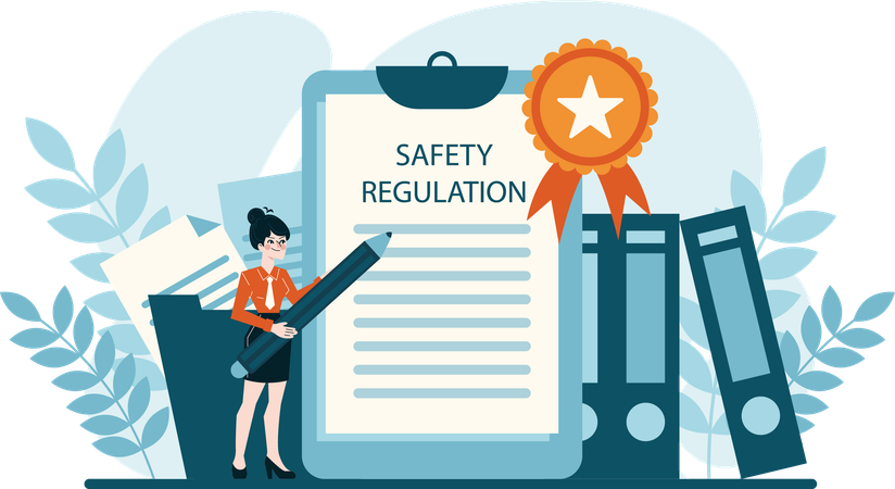 Girl write safety regulation  Illustration