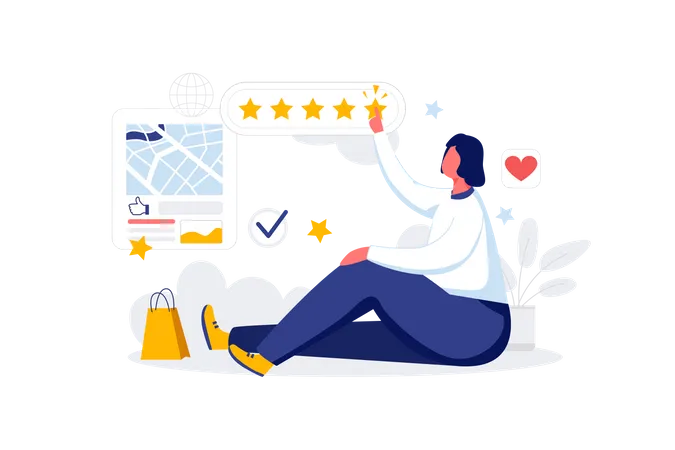 Girl writing a shopping review  Illustration
