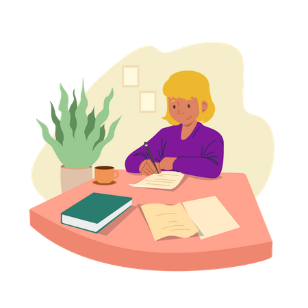 Girl writing article  Illustration