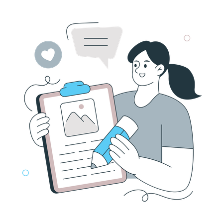 Girl writing Blog  Illustration