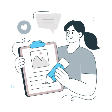 Girl writing Blog  Illustration