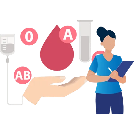 The Girl Is Writing A Blood Report Illustration