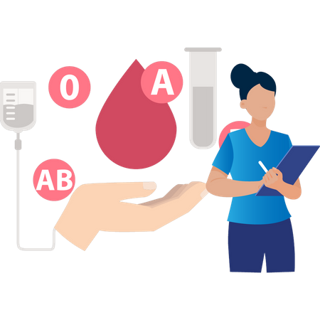 Girl writing blood report  Illustration