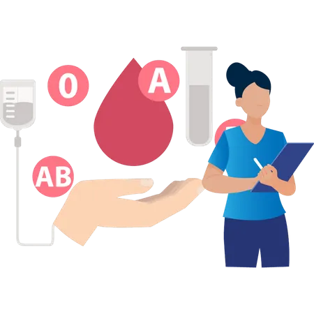 Girl writing blood report  Illustration