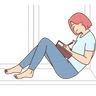 girl writing book illustration