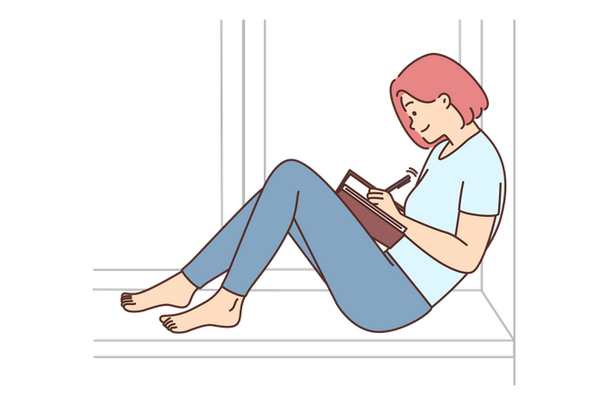 Girl writing book  Illustration