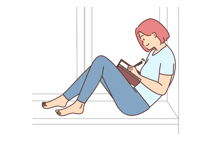 Girl writing book  Illustration