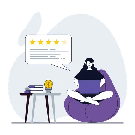 Girl writing customer feedback  Illustration