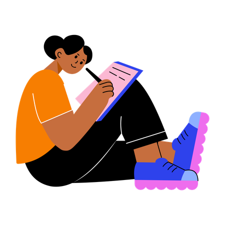 Girl writing in book  Illustration