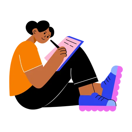 Girl writing in book  Illustration